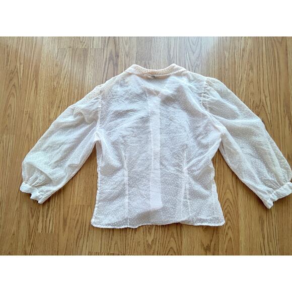 1970s Vintage Sheer Polka Dot Blouse - Size M - Picture 2 of 5